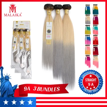 

MALAIKA Brazilian Straight Hair Human Hair Bundles No Tangle Gradient color Can Buy 3 Bundles NON Remy Human Hair Bundles