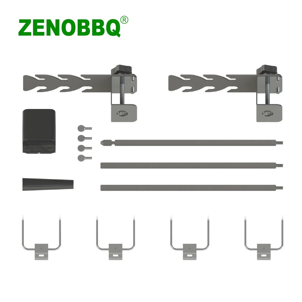 ZENOBBQ Classic Electric Automatic BBQ Spit Rotisserie Free Length Adjustment Outdoor Cooking Tools Roaster Accessories Grilling