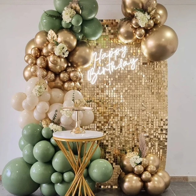 119Pcs Sage Green Gold Balloon Arch Avocado Green Sand White Balloons  Garland Kit Jungle Decoration Birthday