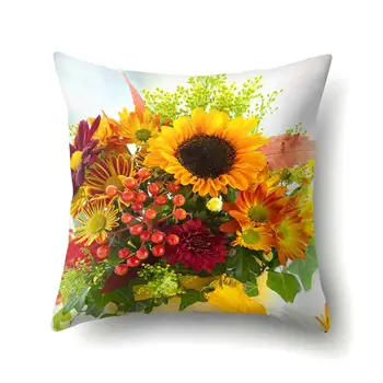 

4Pcs Colorful Flower Sunflower Pattern Throw Pillow Cover Cushion Case Car Decor