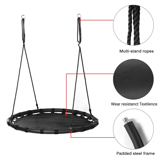 45" Saucer Tree Swing Indoor Outdoor Platform Saucer Web Swing With Hanging Strap Kit for Kids Adults Christmas Gift 2