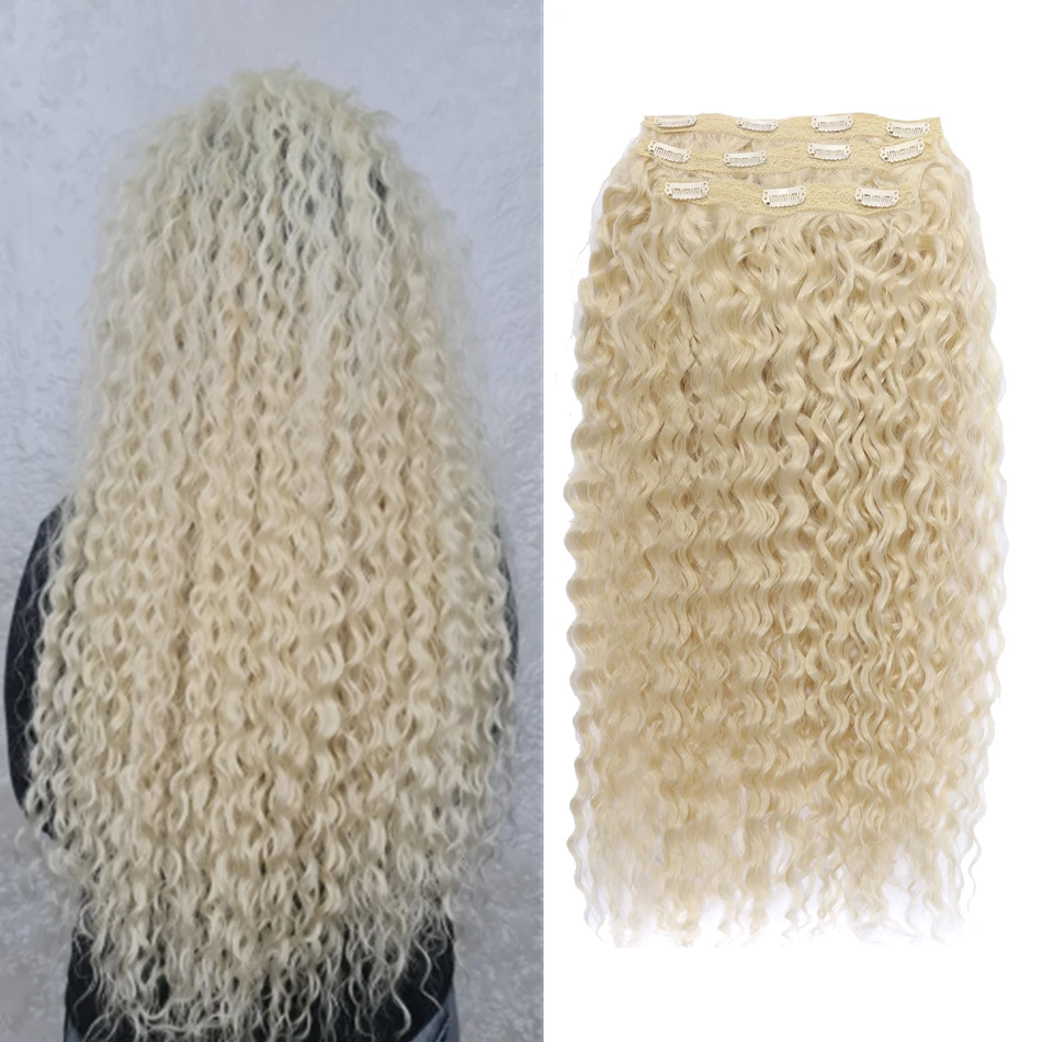 Афро кудрявые вьющиеся на всю голову зажим для синтетических волос удлинитель Anjo