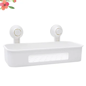 

Suction Cups Basket Wall Storage Shelf Non Punch Storage Rack Practical Wall Rack for Home Bathroom Kitchen Hotel (White)