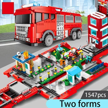 

1547pcs 2in1 Assembly City Deformed Fire Truck Building Blocks Bricks Educational Toys Gift for Children