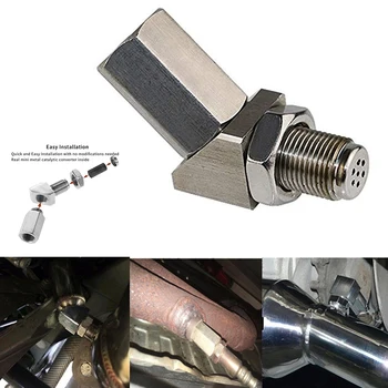 

Universal Car 45° O2 Oxygen Sensor Mini Catalytic Converter Spacer Engine Light Check Bung