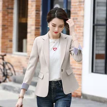 ^#Cheap Women's professional blazer 2019 new solid color slim nine-point sleeve ladies jacket Business office suit autumn suit female ^#Cheap Women's professional blazer 2019 new solid color slim nine-point sleeve ladies jacket Business office suit autumn suit female