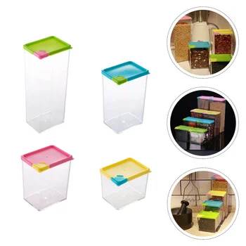 

4PCS Food Storage Containers Plastic Kitchen Storage Containers Cereal Box