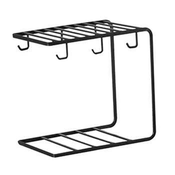 

Iron Kitchen Drain Drying Holder with 6 Cup Hooks Bowl Dish Storage Rack Shelf 67JB