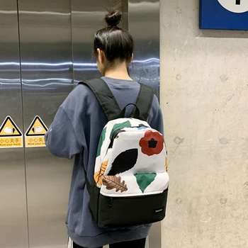 

2020 summer printing tree stitching contrast color student bag simple fashion portable student backpack