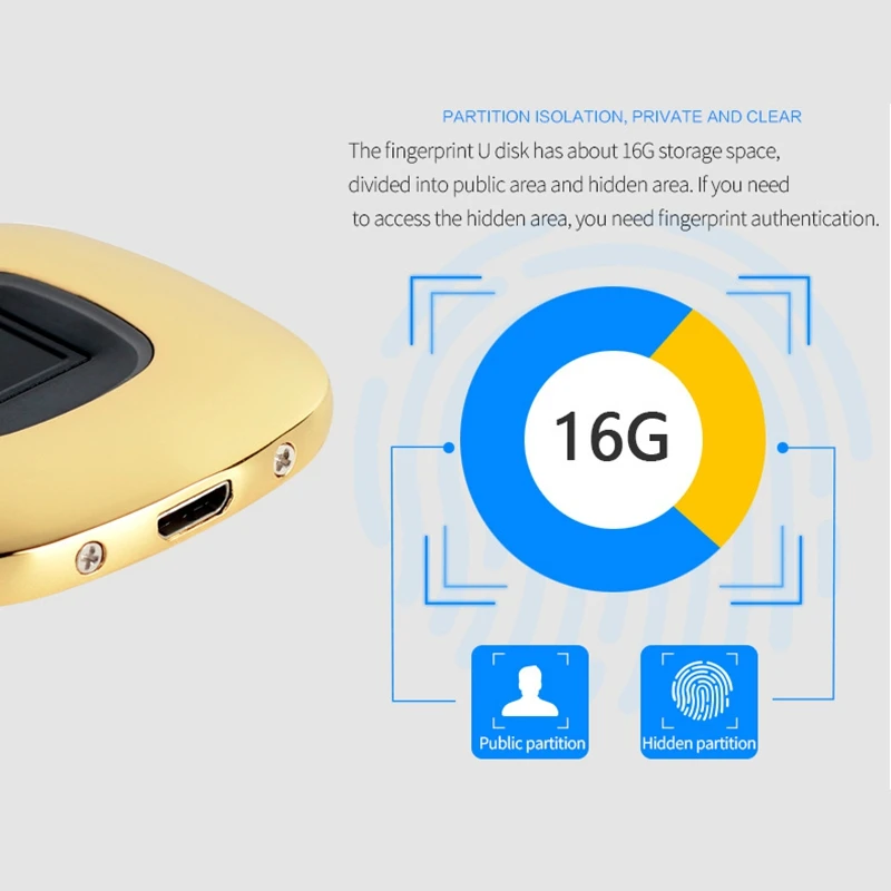 US $52.61 Encrypted Fingerprint USB30 U Disk 16GB Metal USB Flash Drive Memory Stick Pendrive With USB Cable