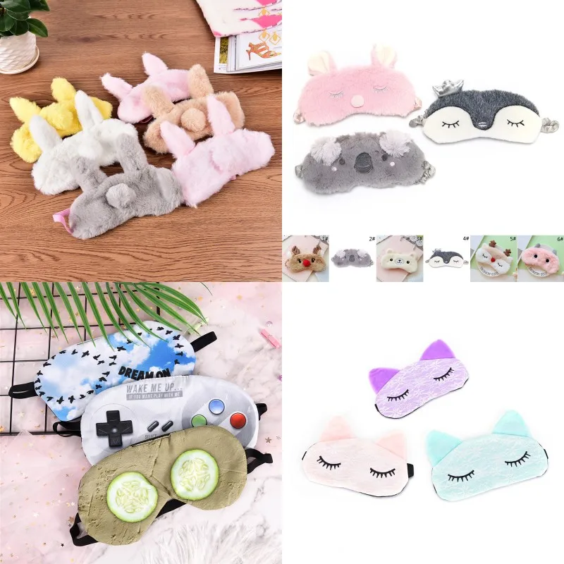 

Cute Animal Plush Sleeping Mask Christmas Deer Winter Cartoon Nap Eye Shade Eye Cover Sleeping Mask Eyepatch Bandage Blindfold