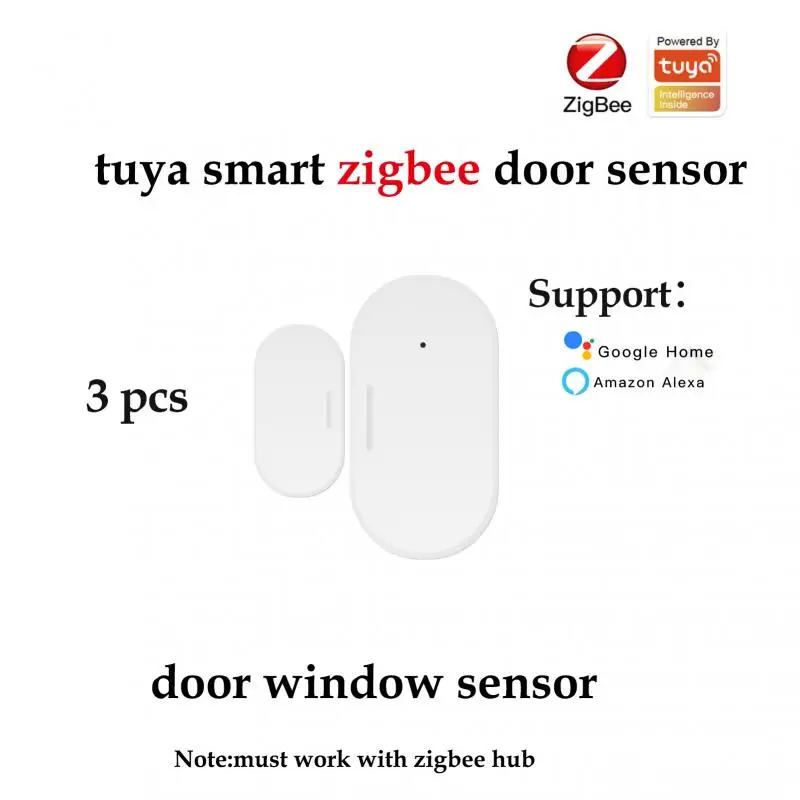 1-5 Pieces Zigbee Sensor Tuya Smart Door Sensor Wifi Window Open Detection Realtime Monitor Work With Alexa Google Smart Life panic button for seniors Alarms & Sensors