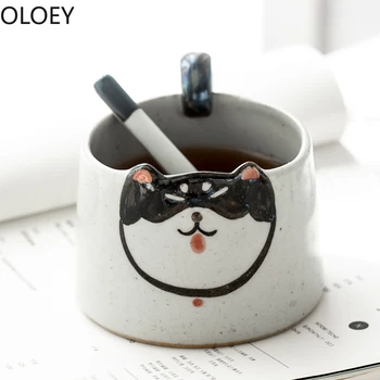 

Custom Logo Dog Handmade Cups Funny Coffee Mugs Personalized Couple Enamel Mug Travel Creative Ceramic Coffee Mug Cute Designer