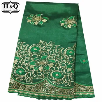 

Latest Green African George Lace Fabric High Quality Indian Silk George Lace 5 Yards With Sequins Asoebi Party Lace Dress Fabric