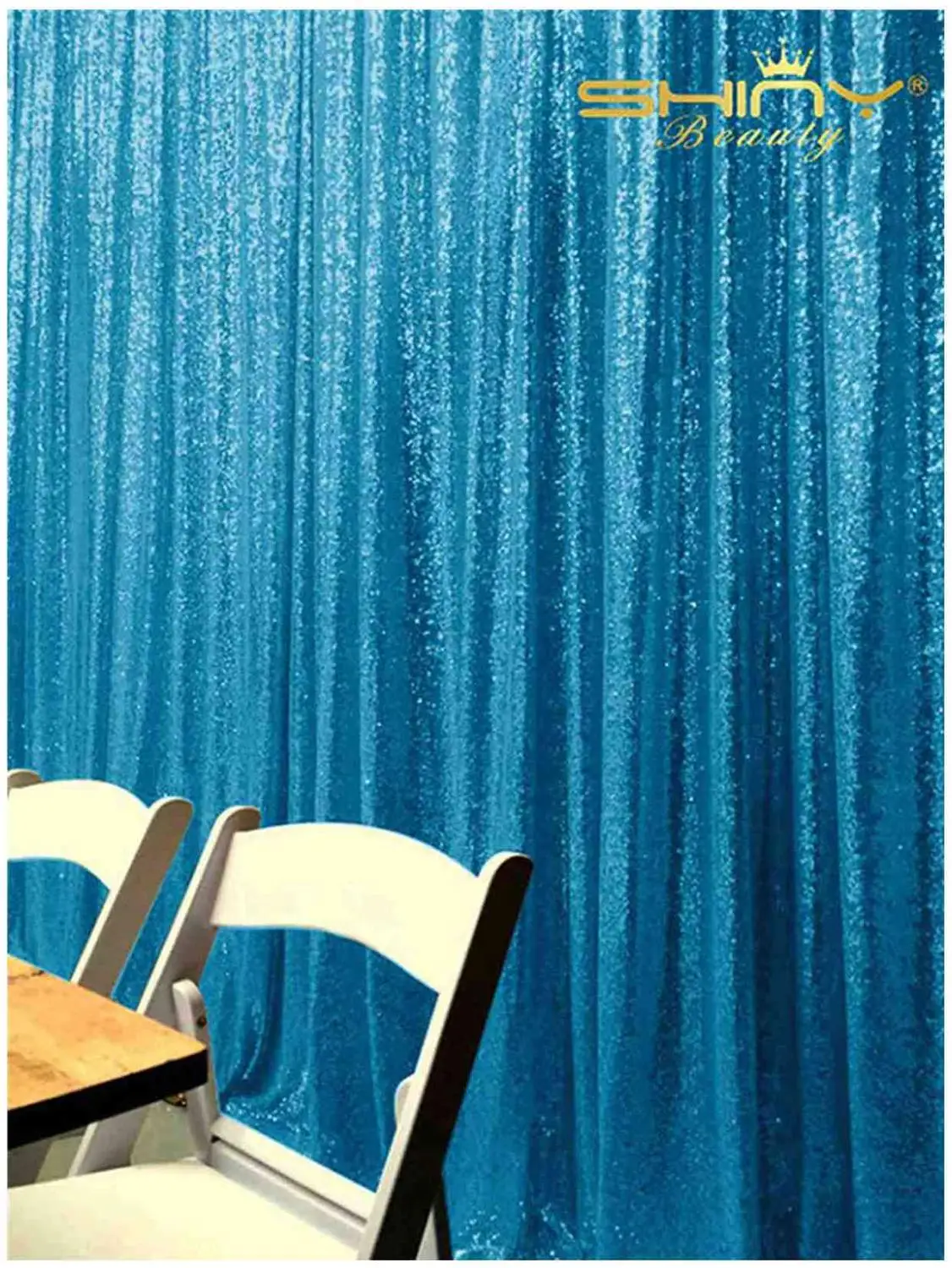 

Shinybauty 2 Panels 3X5FT Sequin Backdrop Aqua Blue Photo Wall Wedding Party Curtain Decor For Photo Studio-M190821