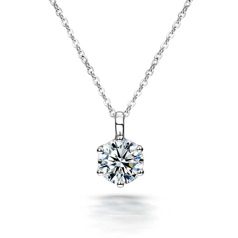 100% 925 стерлингового серебра 1ct 6 5 мм Moissanites Бриллиантовая подвеска ожерелье для женщин и девочек подарок на