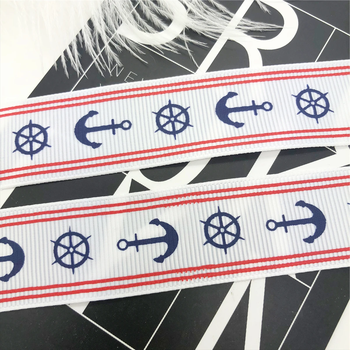 Новый DIY 5 ярдов 1 'ཕ мм морской ветер красный корабль якорь Grosgrain ленты волос