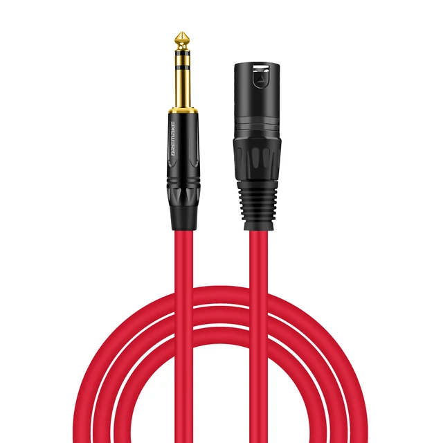 TRS 6.35mm (1/4 Inch) to 3 Pin XLR Balanced Cable, 1/4 Inch Male to Male TRS Cable Cord for Mic, Platform, DJ Pro and More Red