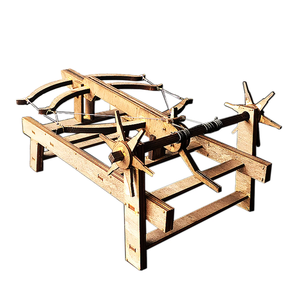 

DIY Ancient Chariot Model Siege Car Wooden 3D Puzzle Model Educational Toy Gift For Children Kids Adult - Three Bow Crossbow Bed