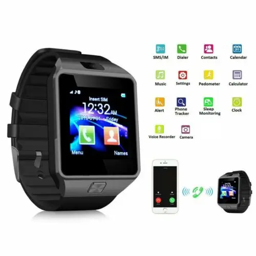 Смарт-часы DZ09 мужские водонепроницаемые с поддержкой Bluetooth и будильником |