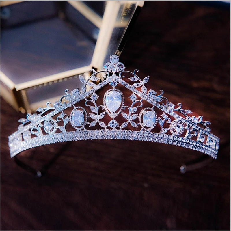 

GS11485 European and American princess wedding crown tiara AAA zircon wedding headpiece alloy rhinestone fashion hairpiece