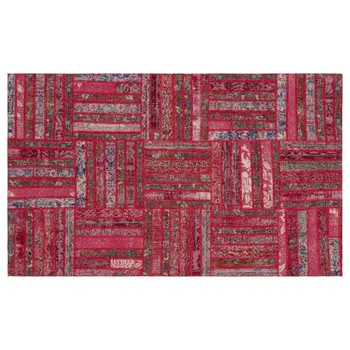 

Handmade Red Vintage Overdyed Patchwork Area Rug 122x200 Cm-4'0''X6'7''