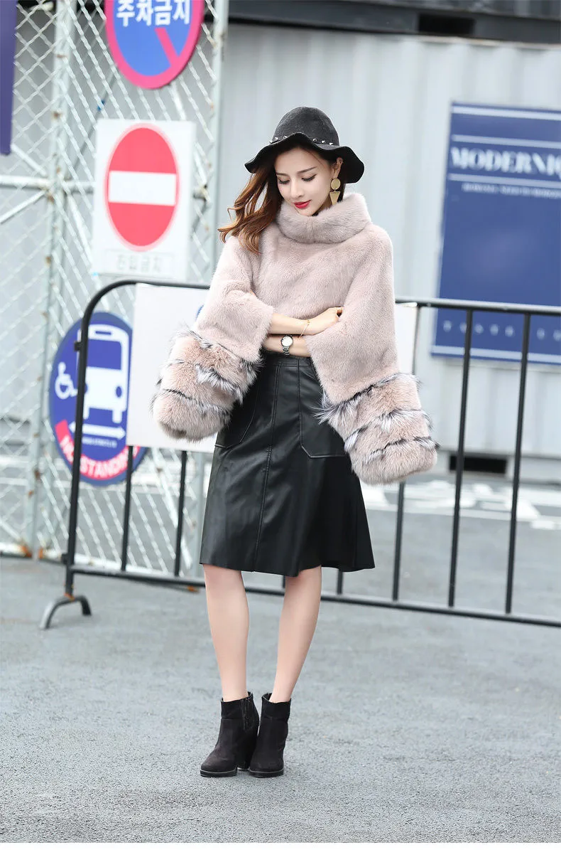 real mink fur coat woman jacket fox fur (8)