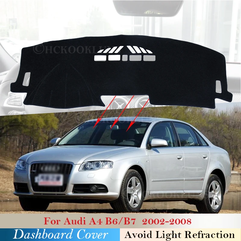 

Чехол для приборной панели, защитный коврик для Audi A4 B6 B7 2002 ~ 2008, автомобильные аксессуары, приборная панель, Солнцезащитный ковер с защитой от УФ-лучей, S-line 2006 2007