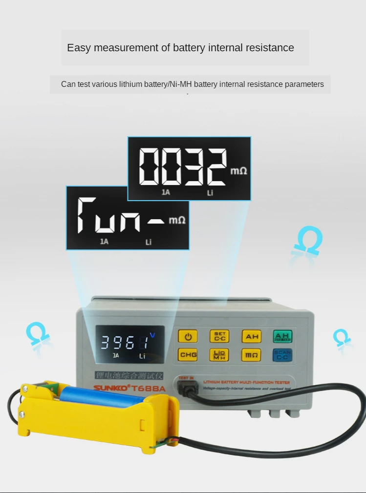 gas welding machine Battery Testing Machine Comprehensive Tester Battery Tester Capacity Voltage Overload Detector SUNKKO T688A 18650 Resistance plastic welder stapler