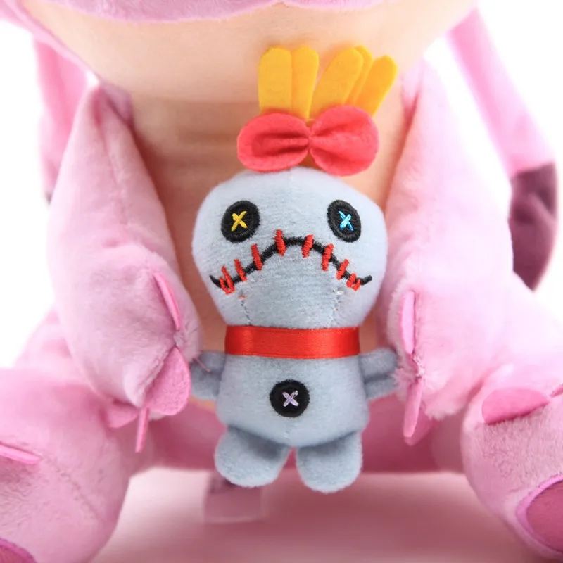 New Lilo Stitch Holding Scrump Plush Toys Cute Lovely Stitch's Girl Friend Pink Angel Stitch Cartoon Dolls Gift for Children Kids Girls 25cm (2)