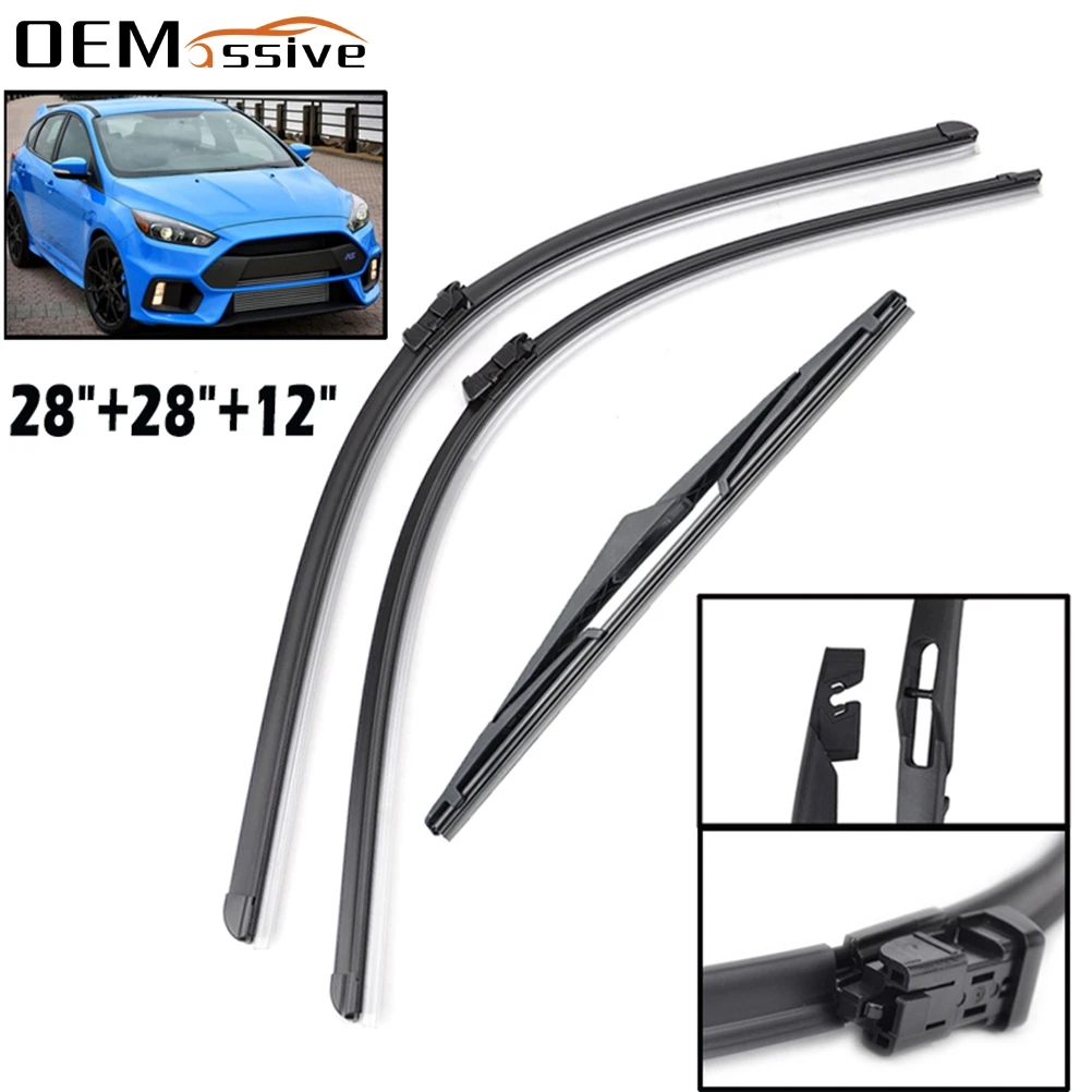 Front Rear Windshield Windscreen Wiper Blades Set For Ford Focus 3