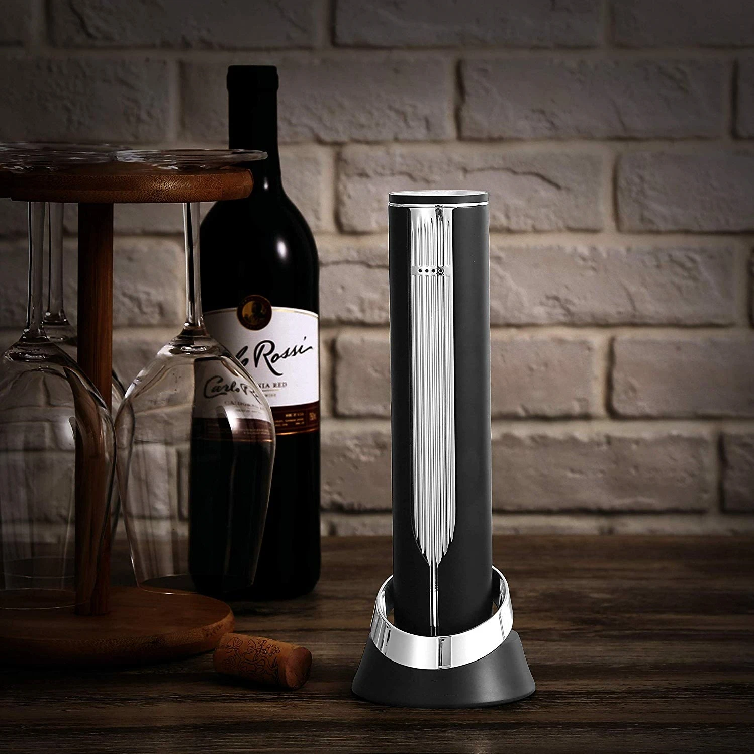 Abridor de vino eléctrico con base de carga, sacacorchos eléctrico  automático, juego de abridor de vino eléctrico 7 en 1, kit de vino  esencial, regalo