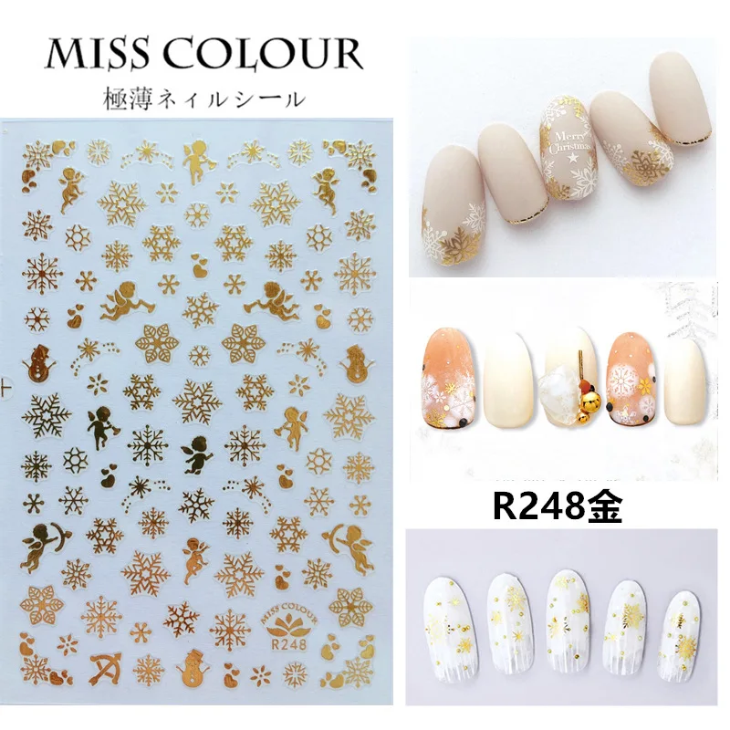 Новые цветные золотые рождественские Белые снежинки бронзовые наклейки для ногтей украшения для ногтей - Цвет: 6