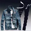 Spring Mens Denim Two Piece Set Hole Ripped Slim Fit Jacket Jeans Sets Male Casual Vintage Ropa Hombre Cargo Suit Streetwear ► Photo 3/6