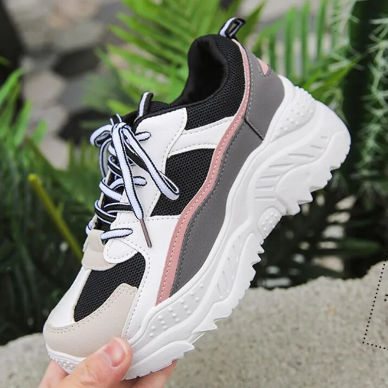

NEW Women Platform Spring Sneakers Women Fashion Female Sneakers High Sole Shoes Woman High Top Chunky Sneakers Zapatillas Mujer