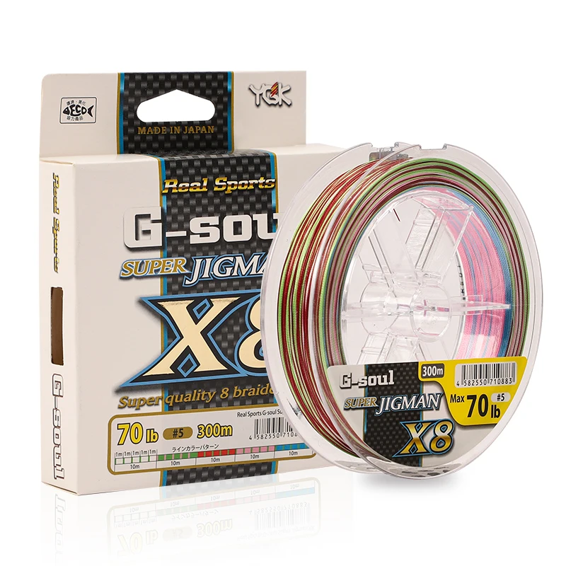 Японская оригинальная леска YGK G-SOUL X8 Super JIGMAN PE разноцветные высокопрочные морские
