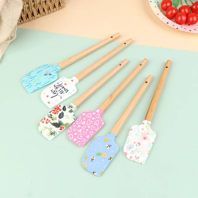 Spatule en silicone sur le thème de Noël avec manche en bois, pâte  padramatique, grattoir Assad, gâteau, crème, ustensiles de cuisine, outils  de décoration de cuisson - AliExpress