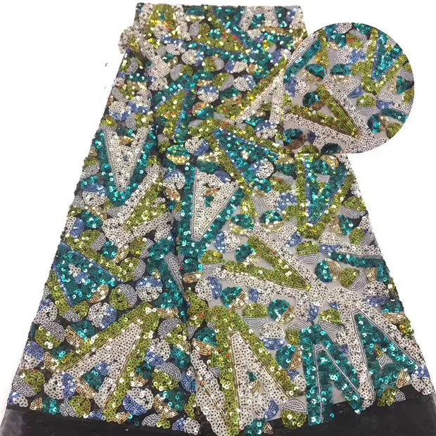 

French Net Multicolor Sequins Lace Fabrics,High Quality African Tulle Lace Fabrics Sequins Wedding Nigeria lace C8