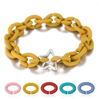 

Original Silver Star Beads Lock Charm with Acrylic Hard Rubber X Bracelets for Women/men Fine Jewelry Famiry Gifts