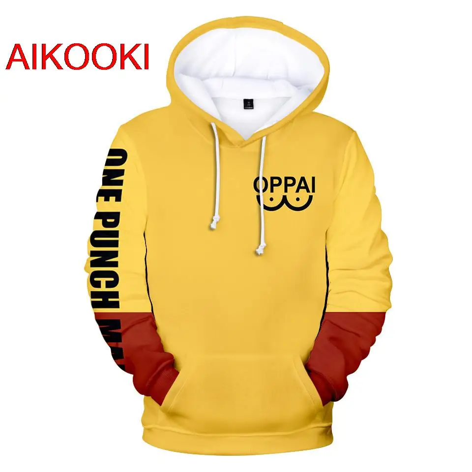 Новинка толстовка с капюшоном из аниме один пунш Мужская Сайтама Oppai худи костюм