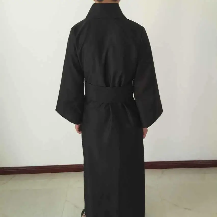 Robes Classic Black Samurai Clothes Men Breathable Underwear Kimono Traditional Japanese Cosplay Yukata Home Pajamas