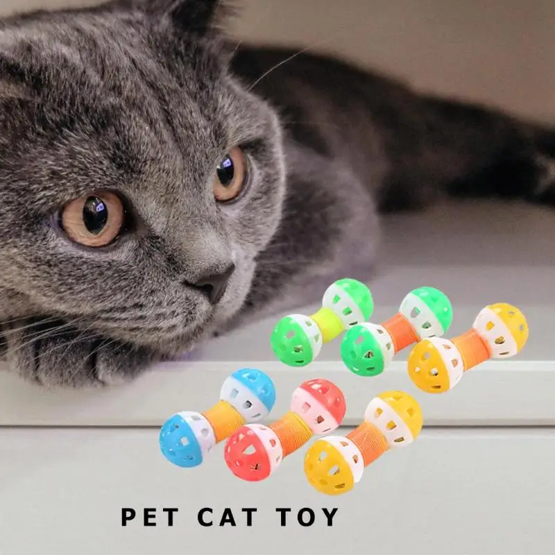 Котенок Pet пружинный мяч с кольцом колокольчика играть интерактивные когтеточки пластиковые шарики кошки Обучающие игрушки поставка случайный