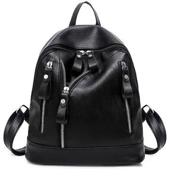 

European And American Tide Pu Soft Leather Backpack Fashion Wild Female Backpack Simple Backpack