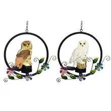 Светодиодный светильник на солнечной батарее с изображением совы из смолы, легко устанавливается, водонепроницаемый подвесной светильник для сада, газона, декоративный светильник для газона