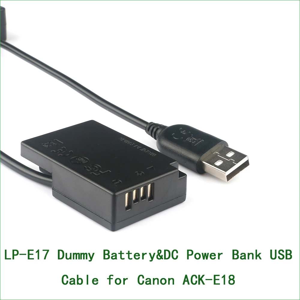 5V USB DR-E18 ACK-E18 Dummy Battery Adapter Plug DC Power Bank For Canon EOS R100 77D 200D 250D 750D 760D 800D 850D 8000D RP