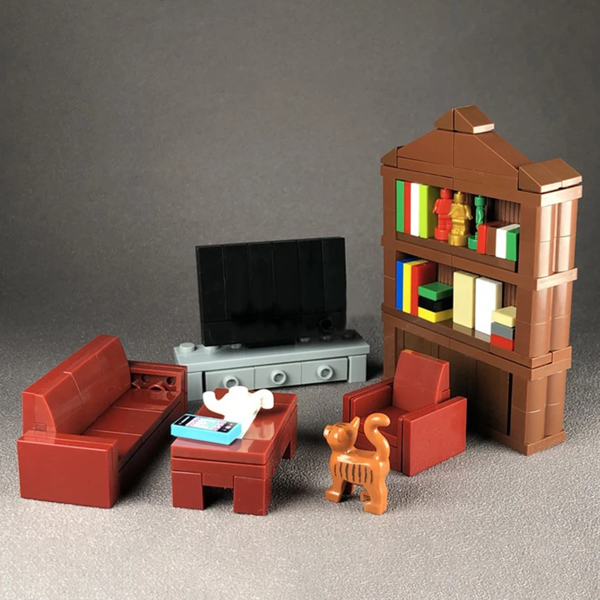 New Legoinglys Furniture MOC American Sofa Desk Table Building Blocks MOC Home Figures Accessories Bricks Sets DIY Kids Toys (10)