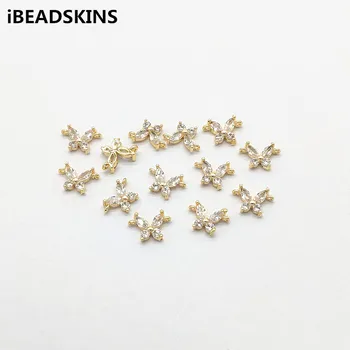 

New arrival! 10x6mm 50pcs Copper/Zircon Butterfly shape Connectors for Earrings parts,hand Made Earrings Findings Jewelry DIY