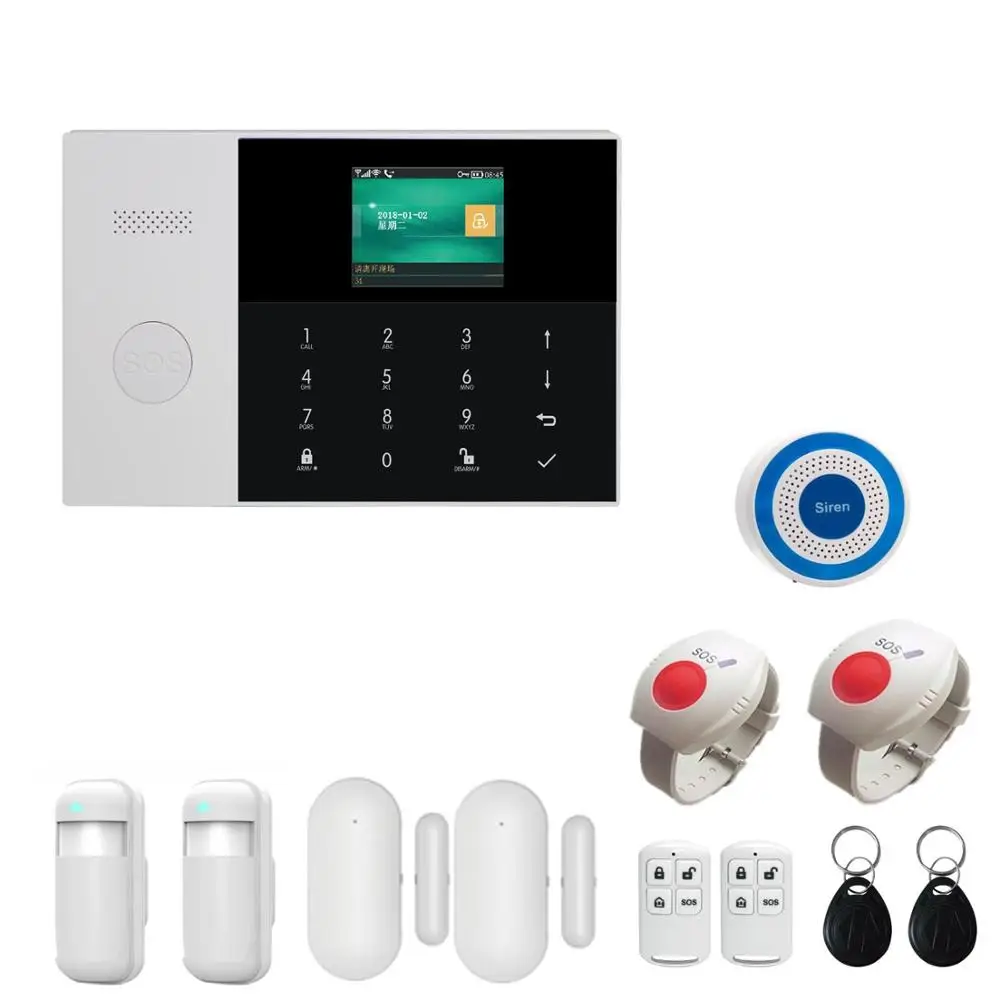 Kit 5 Двойная сеть Беспроводной Wi-Fi GSM домашняя сигнализация с беспроводной солнечной батареей инфракрасный датчик луча sos аварийная тревожная кнопка - Color: Kit 5