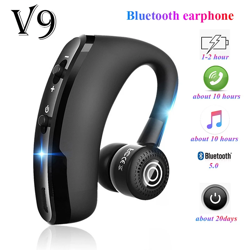 Car Wireless Earphone V10 Business Bluetooth Headphone Fast Charging Driver Handsfree Earphone With Mic Voice Command For Iphone Bluetooth Earphones Headphones Aliexpress