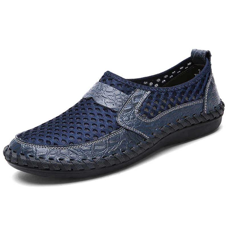 Brand New Summer Men Casual shoes Breathable Mesh cloth Loafers Soft Flats Sandals Handmade Male Driving shoes Large size 38-50 - Image 3